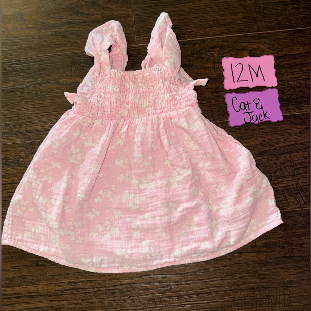 Cat & Jack Light Pink butterfly ruffled sleeve Sundress